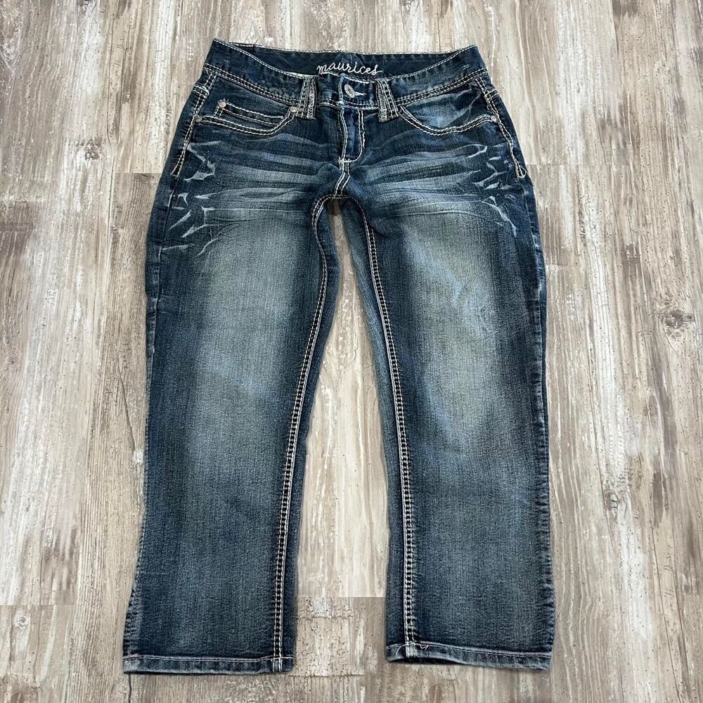 Maurices Women's distressed y2k whimsygoth western grunge low-rise capri jeans